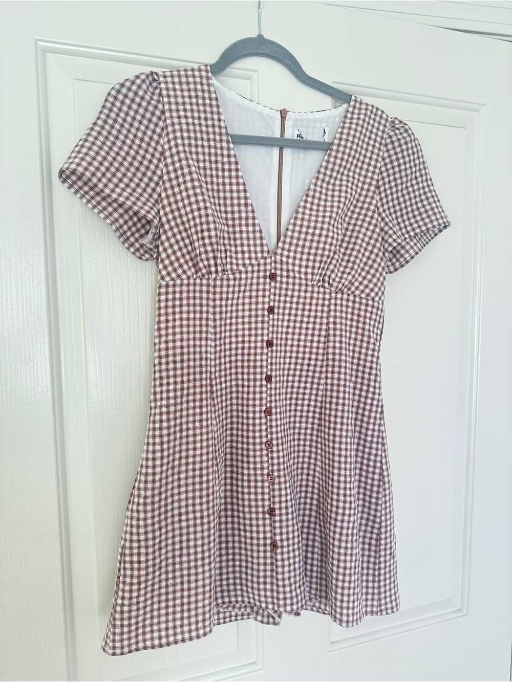 Princess Polly Brown & White Gingham Mini Dress - Picture 2 of 3